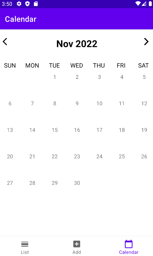 Scheduling App Screenshot
