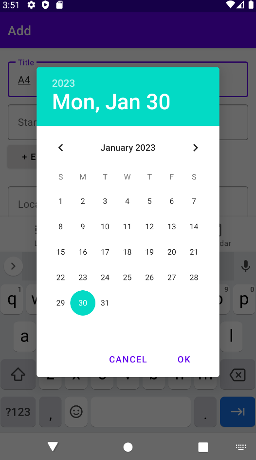 Scheduling App Screenshot