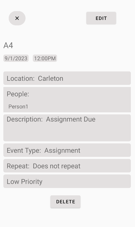 Scheduling App Screenshot