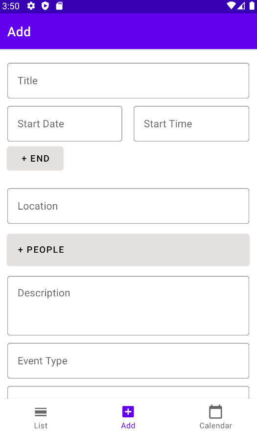 Scheduling App Screenshot
